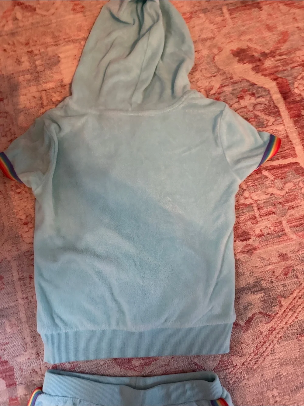 Lands' End Terry Shorts with Rainbow Trim and Matching Hooded Top